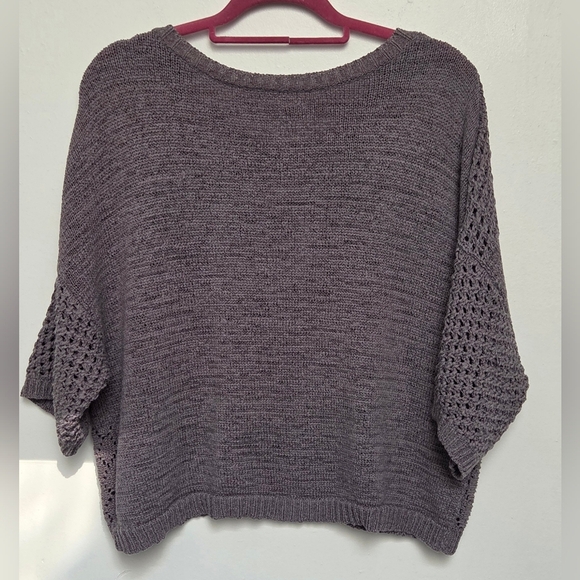 Kenar Women's Gray Textured Knit Boxy Blouse Sz XL Sweater Cotton Blend - Picture 2 of 10